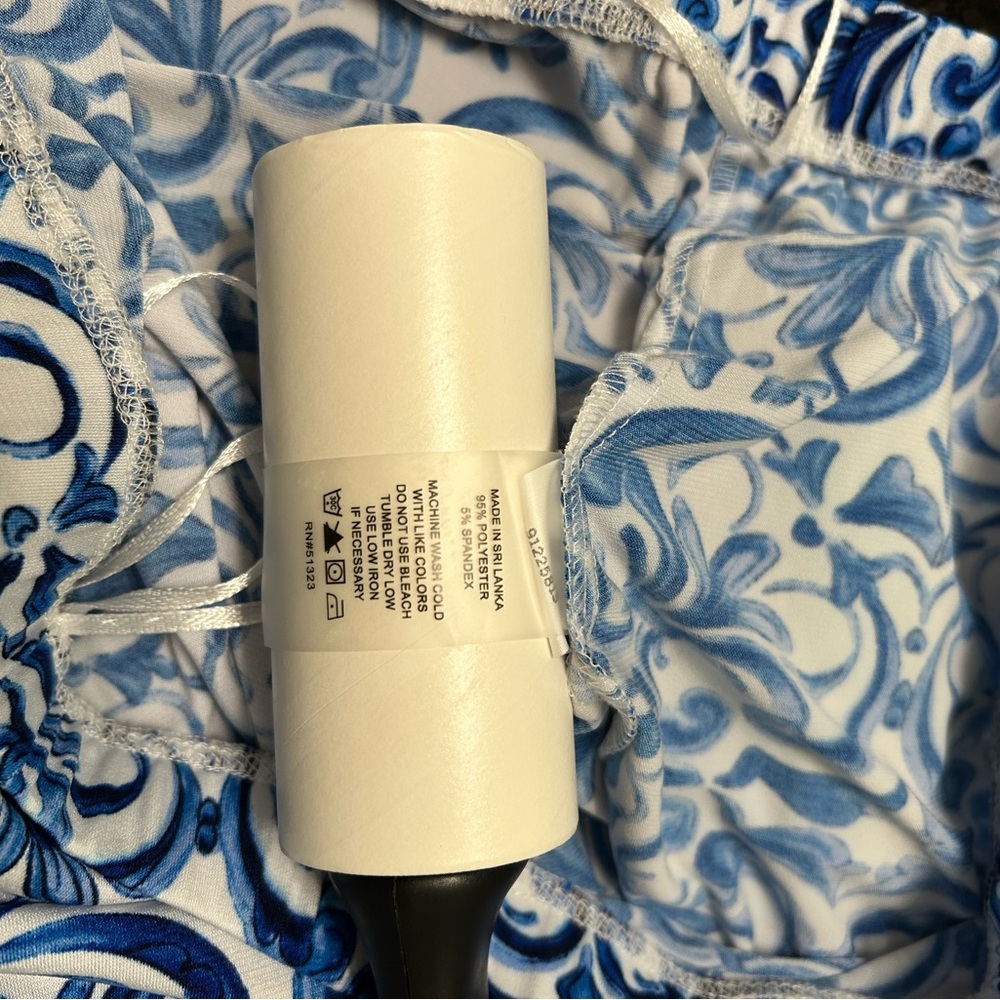 Vince Camuto Blue & White Medallion Print Wide Leg Palazzo Pants - Size L - Picture 11 of 11